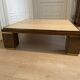 XXL copper brass and travertine square coffee table, Belgo Chrom