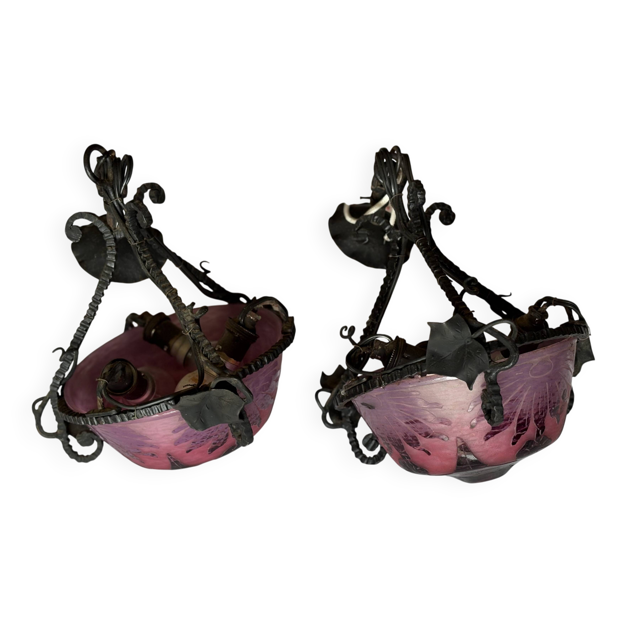 Pair - Edgar Brandt Suspension Lamp