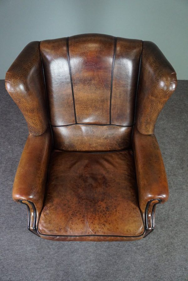 Brown sheepskin armchair