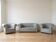 Sofa + 2 grey leather Chesterfield armchairs
