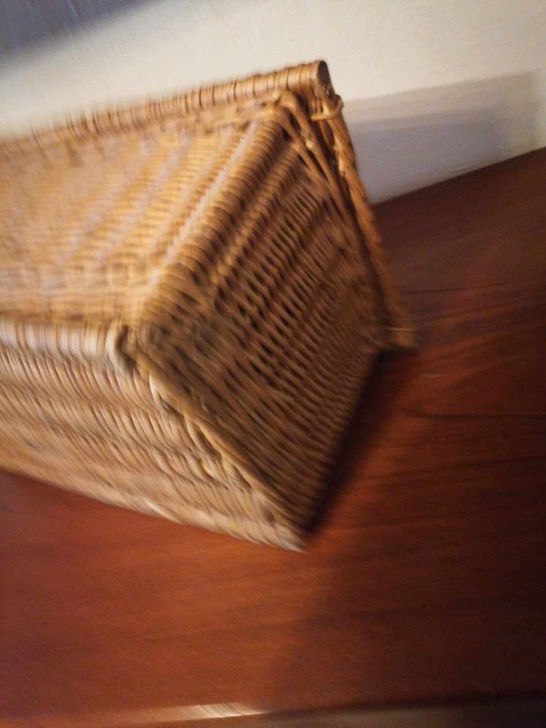 Small wicker suitcase basket 1900
