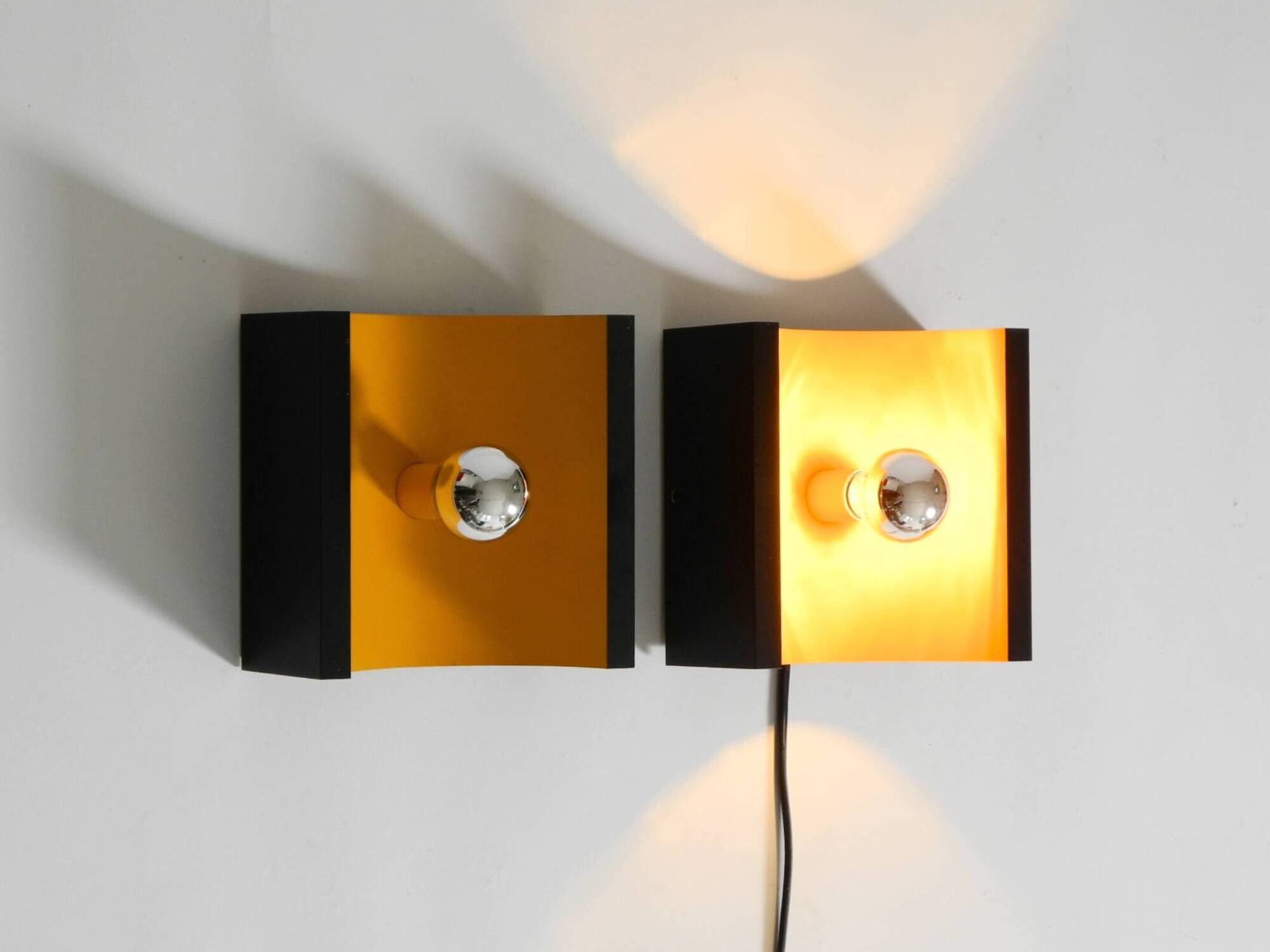 Pair of 60s Space Age metal wall lamps by Klaus Hempel for Kaiser Leuchten