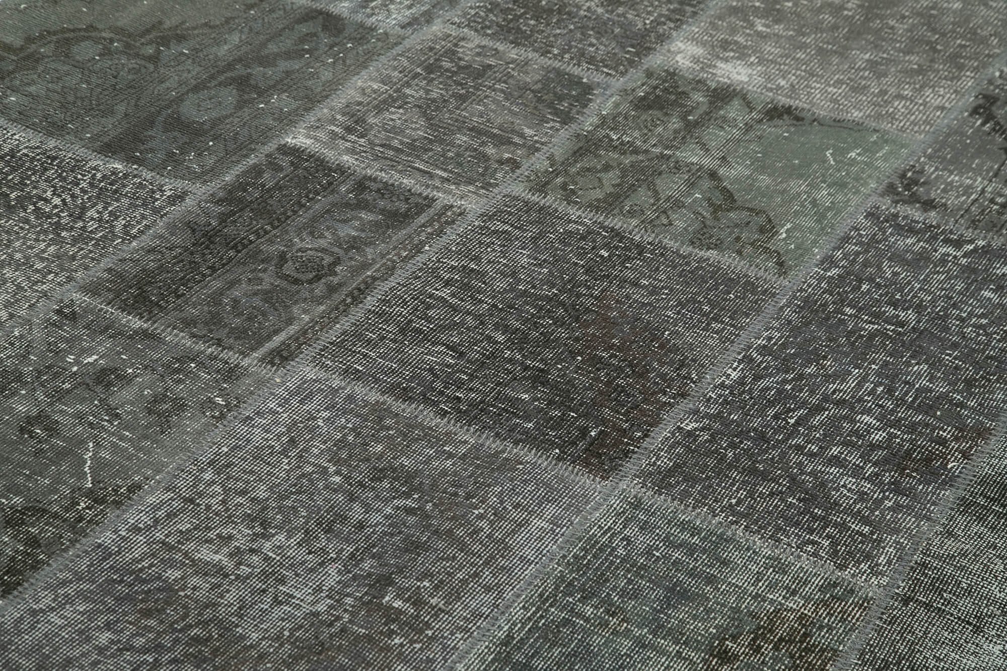 Hand-knotted oriental vintage 200 cm x 300 cm grey patchwork rug