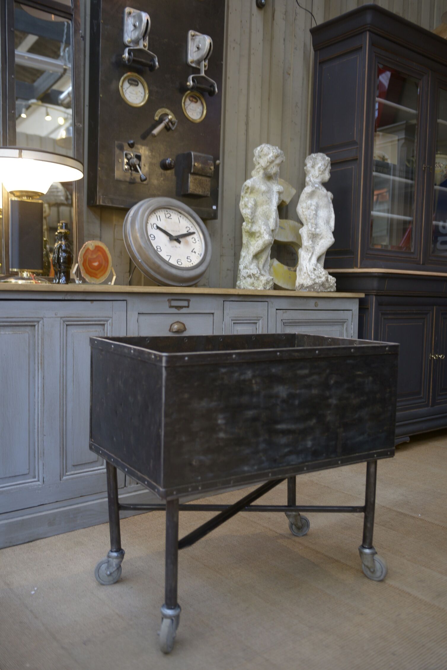 Factory trolley in polished metal 1950