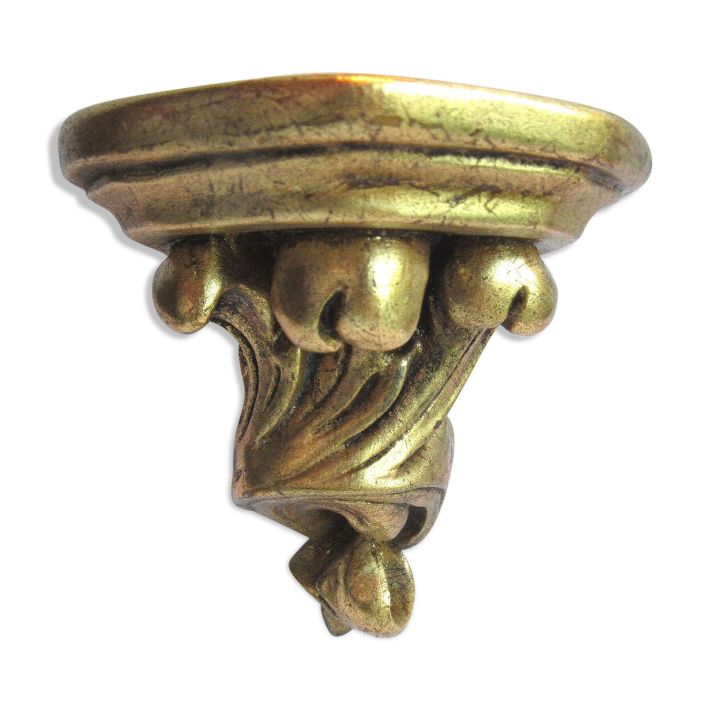 Venetian wall console, sculpted and gilded plaster, Acanthes Napoleon III style