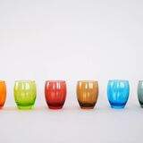 Set of colourful glasses, Italian design, 1970s, made in Italy