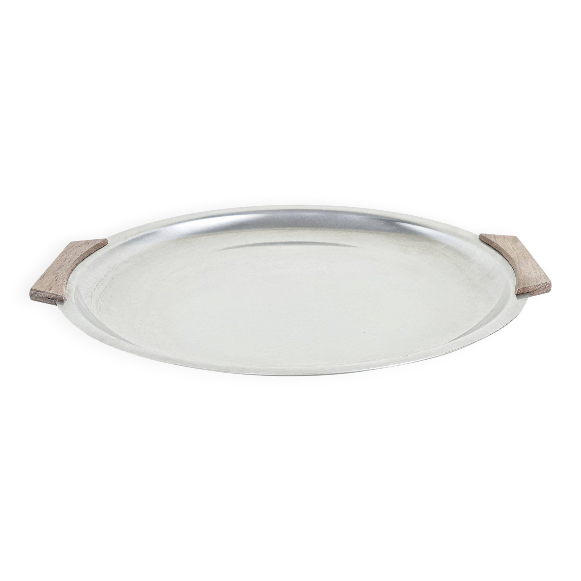 Round stainless steel tray, Danish design, 1970s, made in Denmark