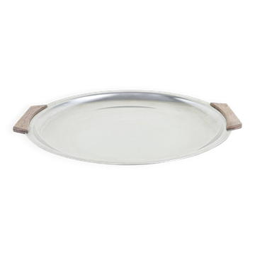 Round stainless steel tray, Danish design, 1970s, made in Denmark