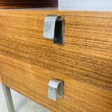 Rosewood and glass chest of drawers, 1960s, Scandinavian storage furniture.
