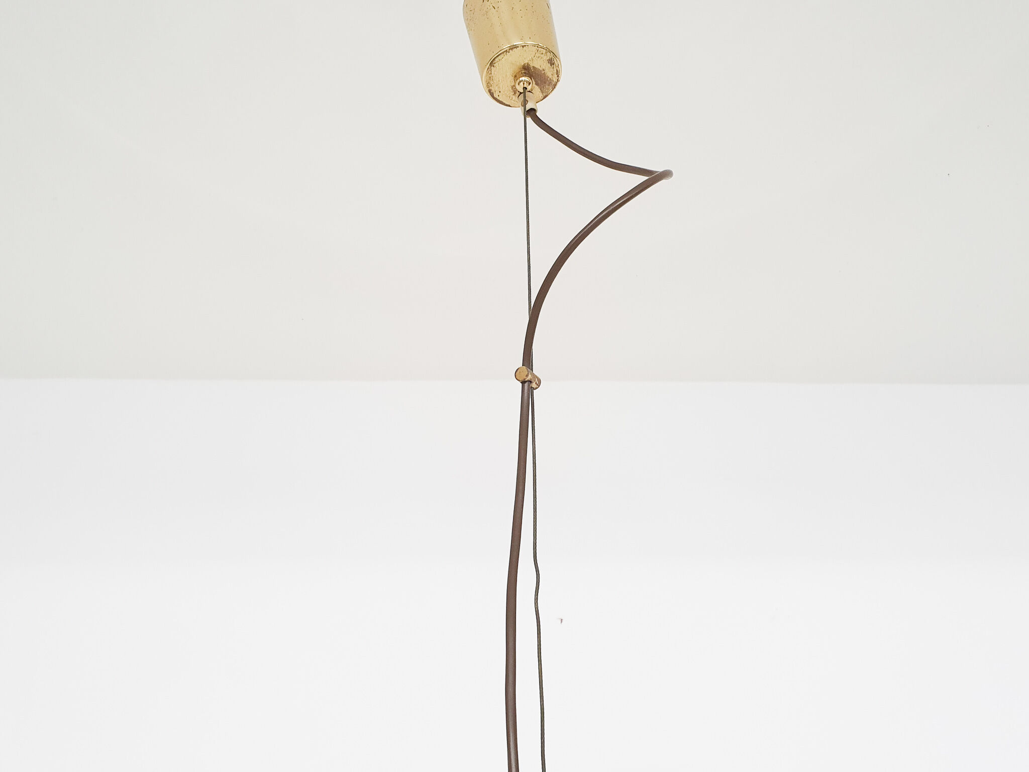 Mid-century smoked glass and brass pendant light