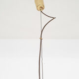 Mid-century smoked glass and brass pendant light