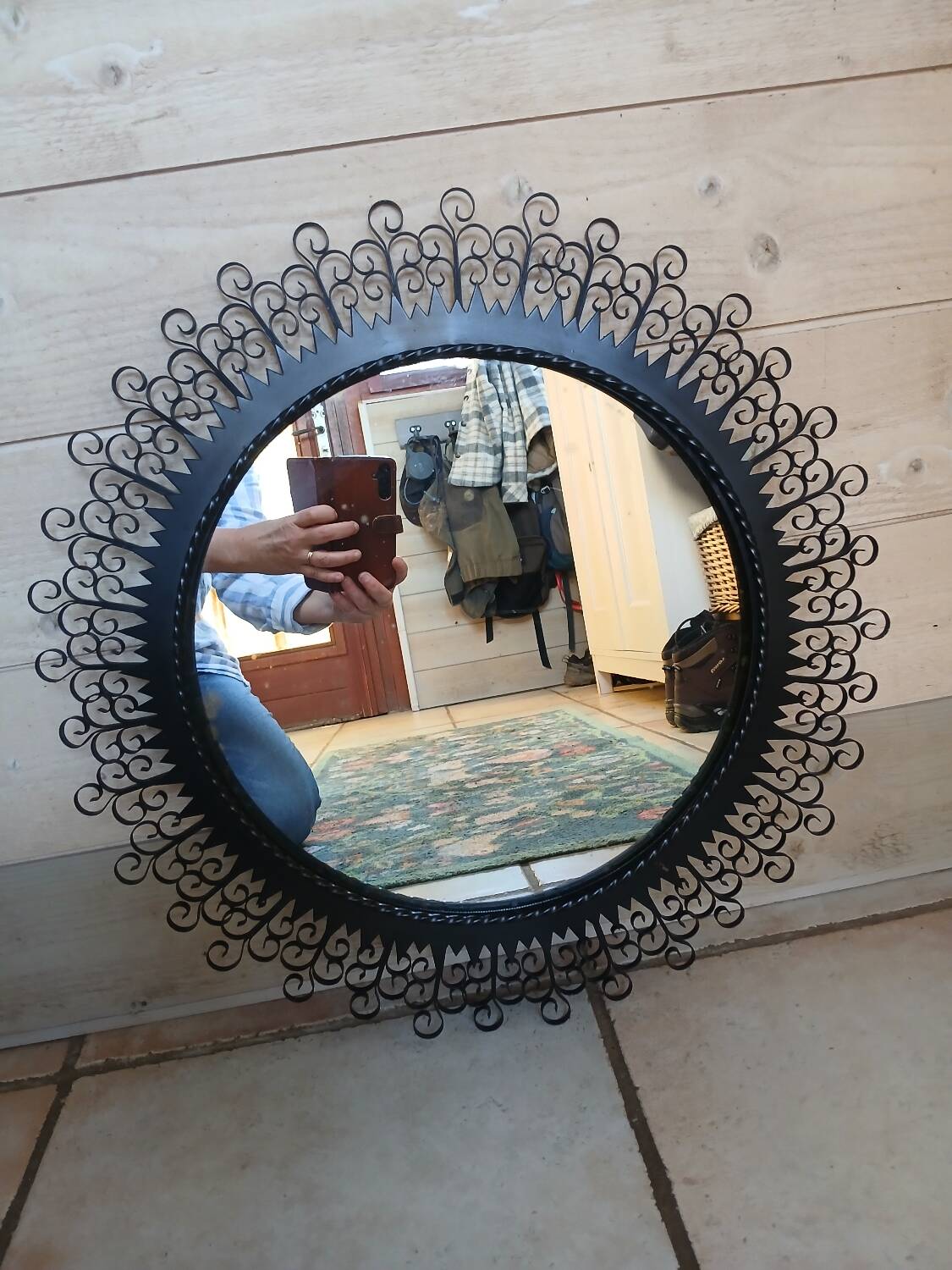Miroir ancien en fer forgé Chaty Vallauris