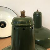 4 suspensions d’atelier coupelles émaillées