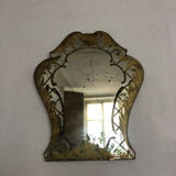 Painted old stitched mirror 33x39cm