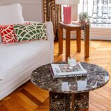 Round brown marble table