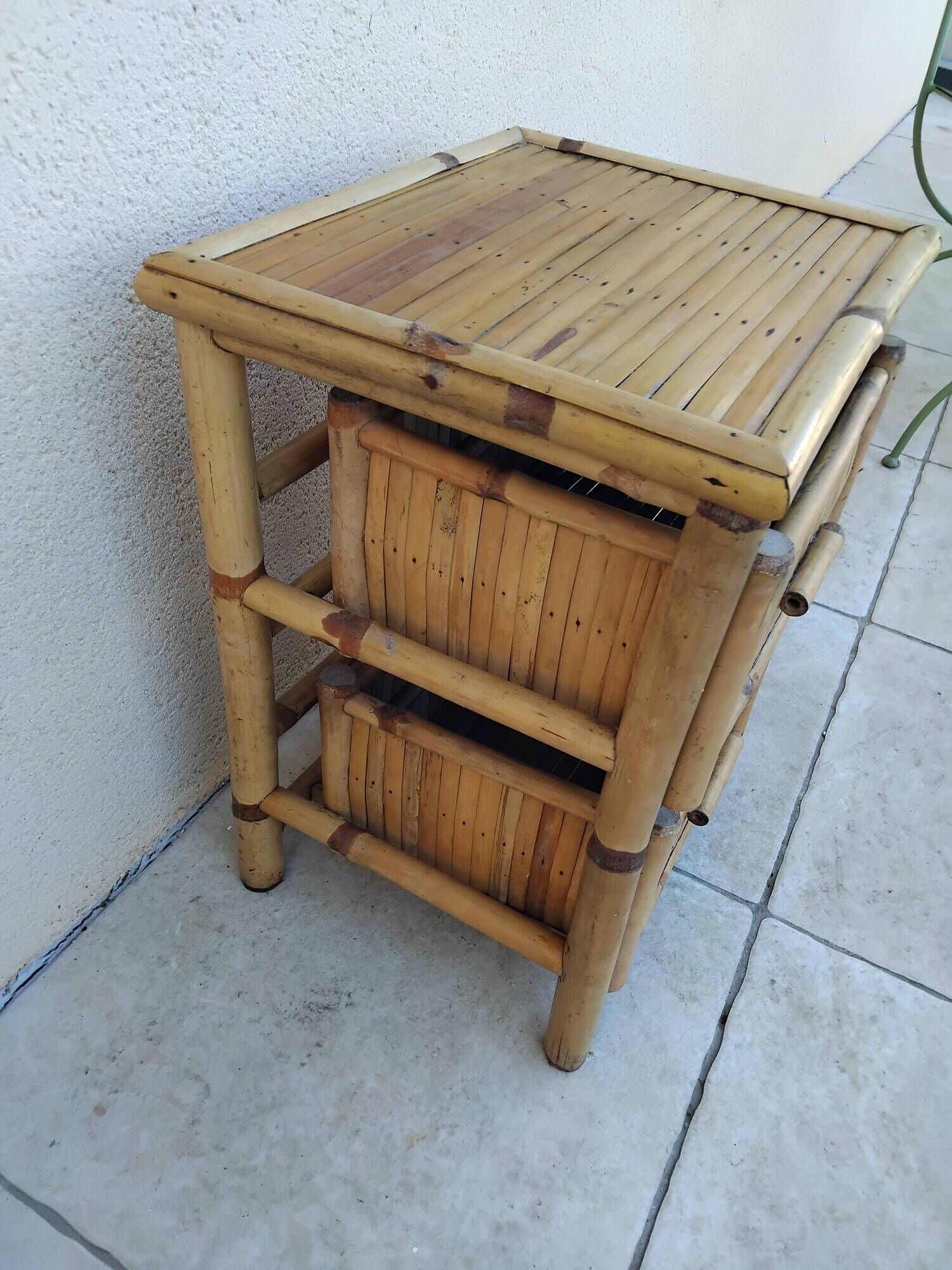 Vintage design bamboo bedside table