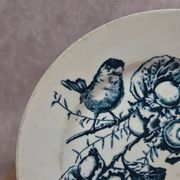 Plate Terre de Fer HB & Cie Choisy-le-Roi – Bird & fruits – 19th century