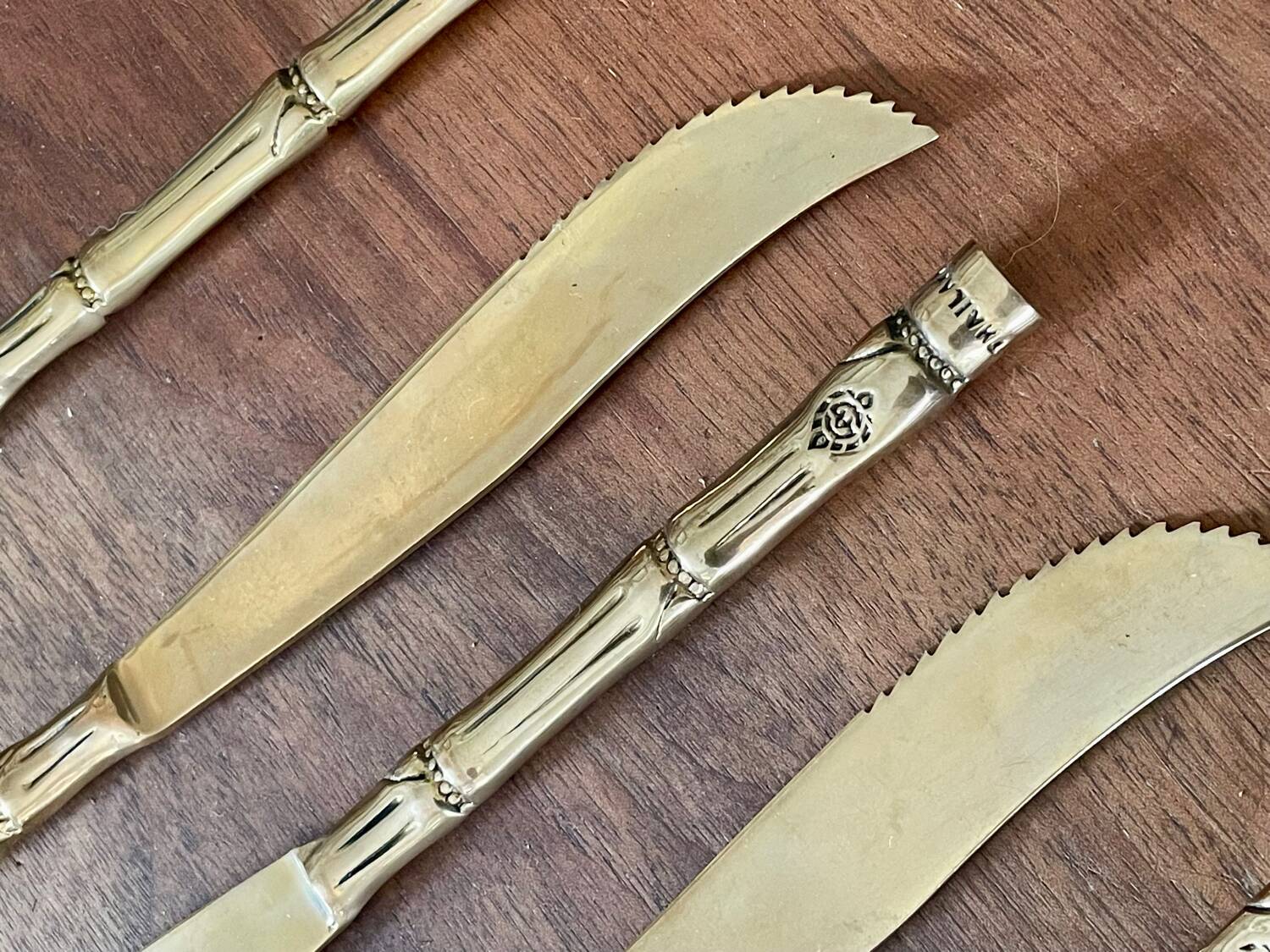 Housewife Table cutlery for 6 people. bamboo brass 78 pieces