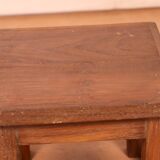 Old small Burmese teak workshop bedside table / ideal in a harness to put 1 plant or e