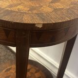 Table d’appoint / guéridon double plateau style Louis XVI en bois marqueté