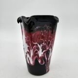 Vintage Vallauris black, pink and white vase