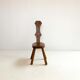 Brutalist pine side stool, mid-century, french