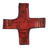 Red and orange ceramic wall cross, 1950s