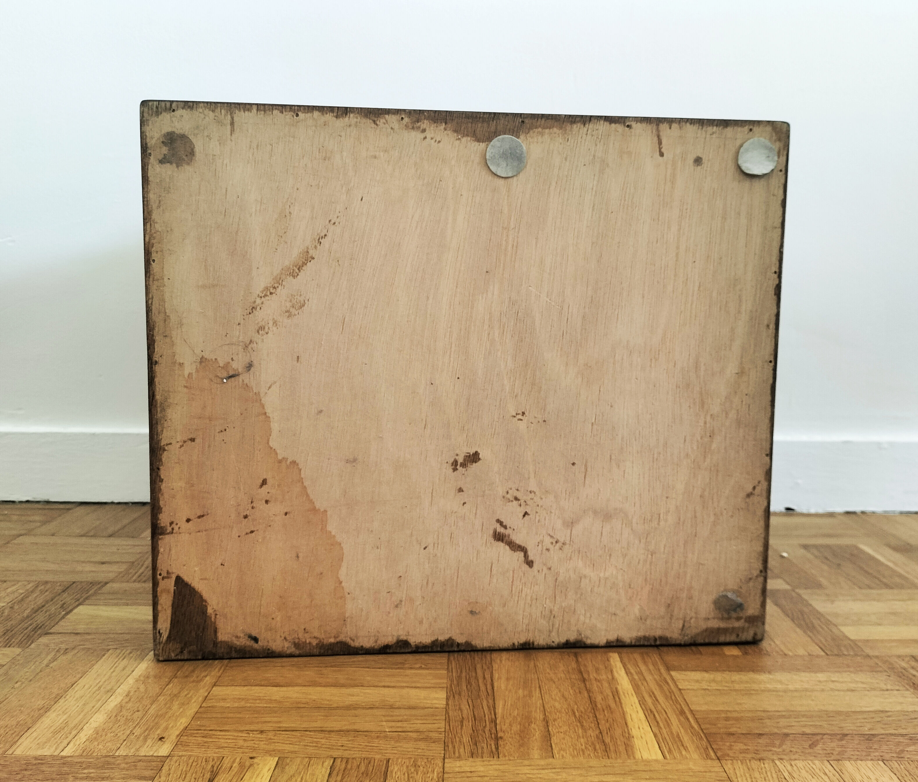 Large wooden box with brass handles