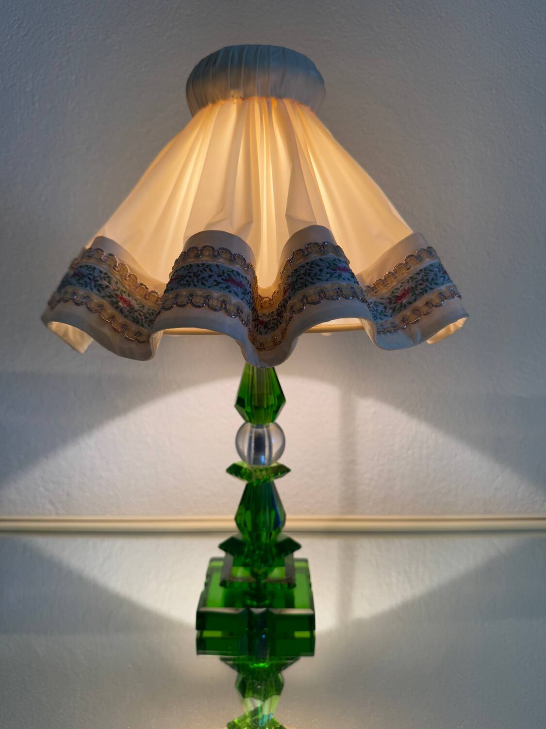 Lampe cristal émeraude Art Déco