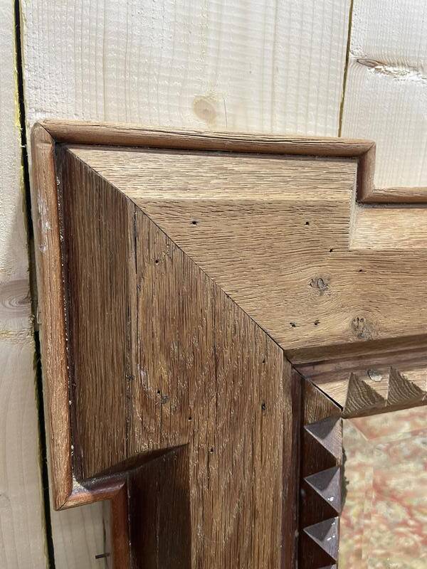 Miroir de bistrot - brasserie en chêne massif à pointes de diamant