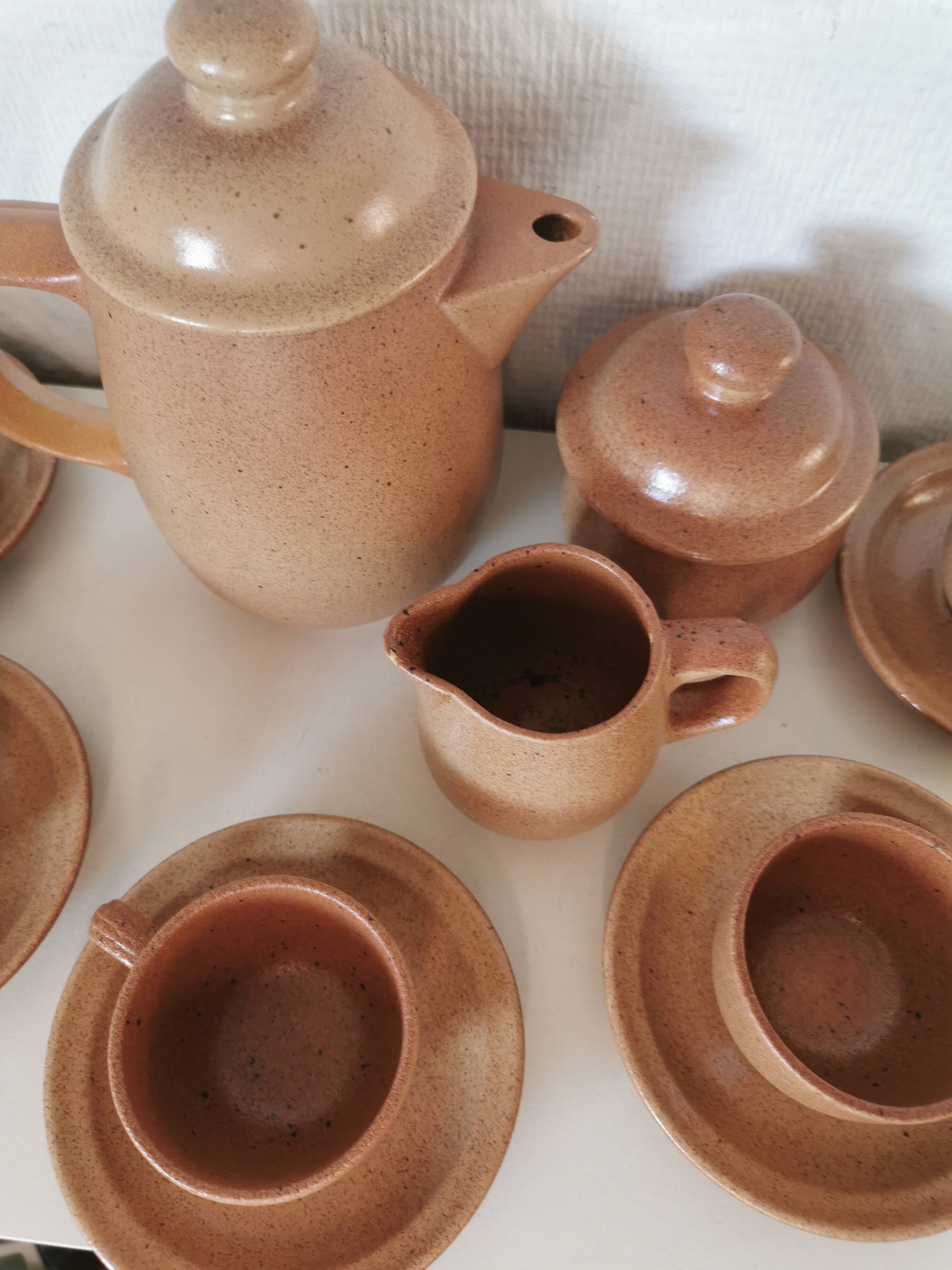 brown stoneware coffee set from the 70s