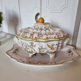 Large vintage French porcelain soup tureen from Moustiers Martres Tolosa