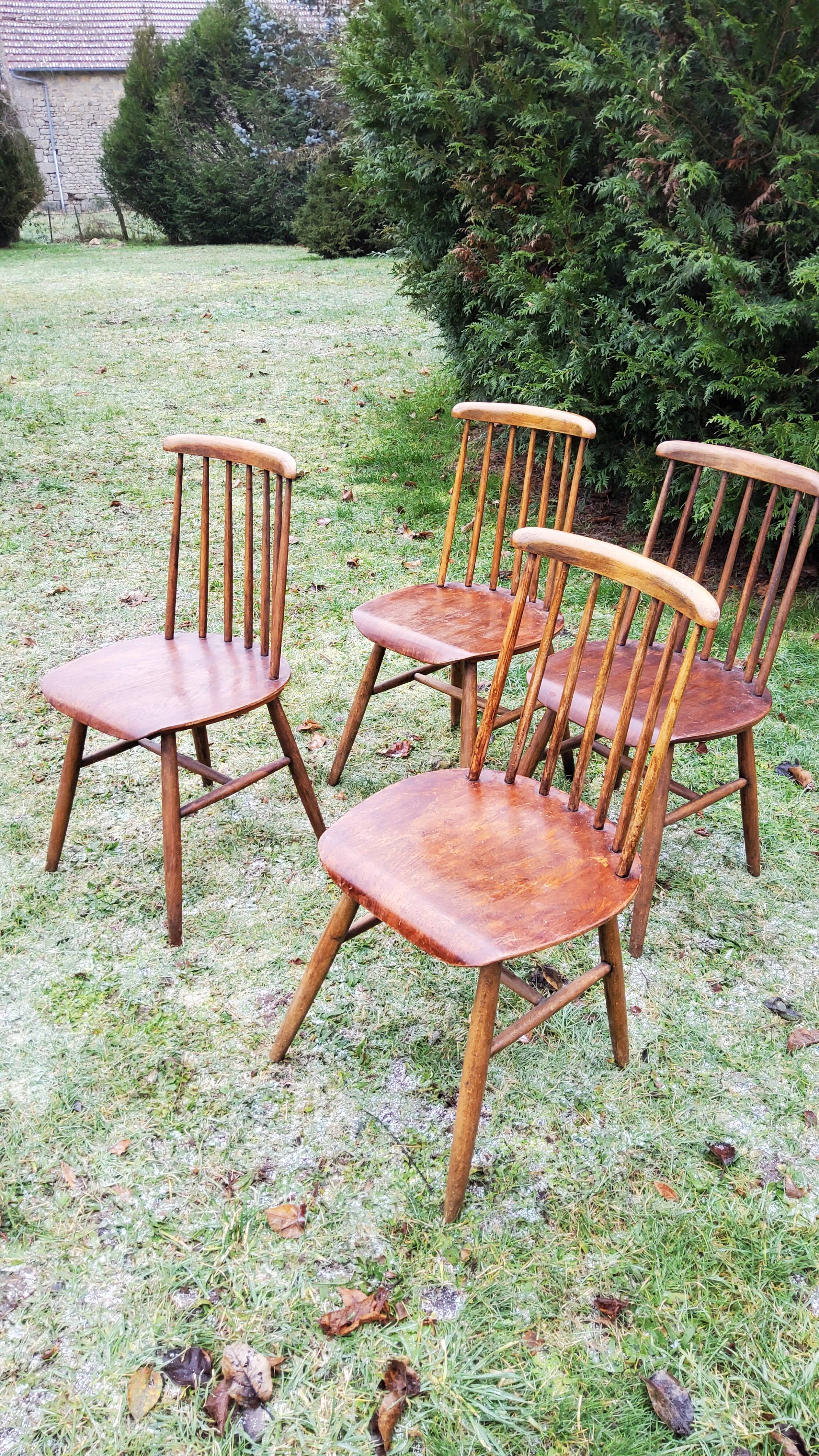 4 Scandinavian chairs fanett Ilmari Tapiovaara from the 50s
