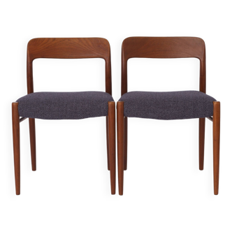 2 Chaises Vintage Niels Moller, Modèle 75, Teck, 1950, Vintage Danois