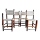 Chaises en bois brutaliste et corde