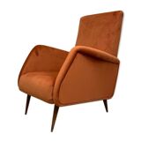 Italian armchair compass feet italy 60s reupholstered