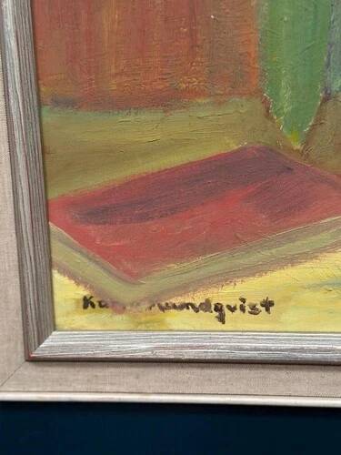 Swedish Oil on Panel “Spring Bouquet” by K Lundquist, Vintage & Framed 40×48cm