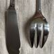 Vintage toile de Jouy cutlery set for 12 fish forks, stainless steel 18/10, like new.
