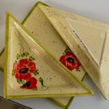 Plat et 2 raviers Vallauris Coquelicots