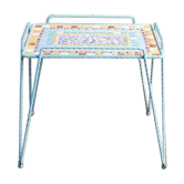 Table basse vintage, fer forgé et céramique