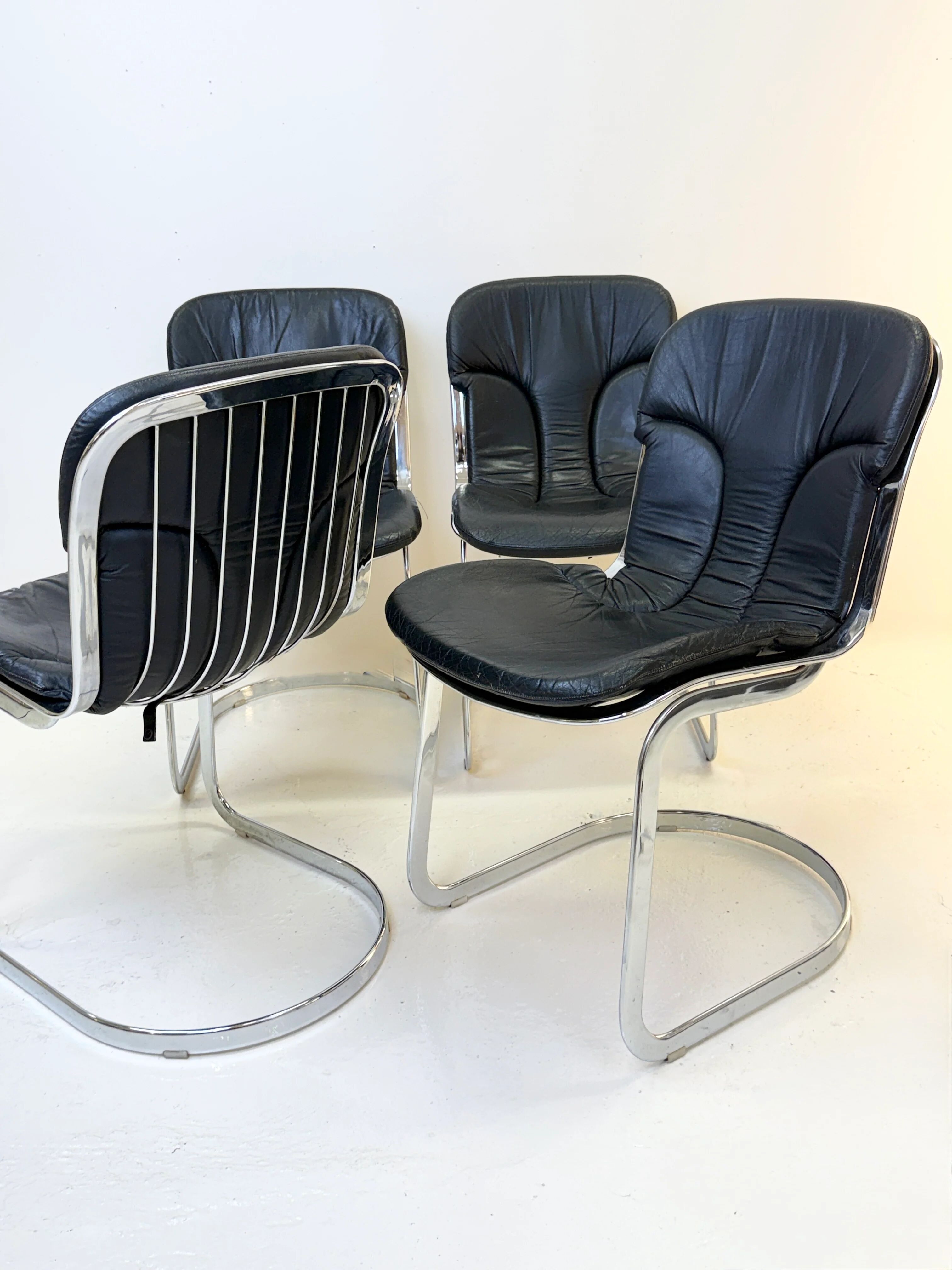 Set of 4 chairs by Willy Rizzo, 1970s