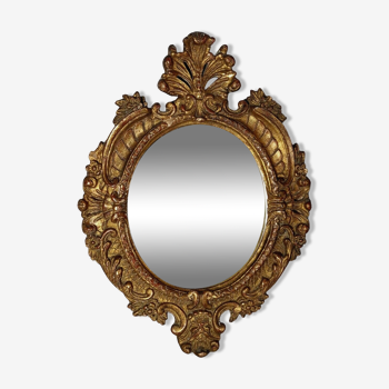 Oval mirror gilded stucco wood