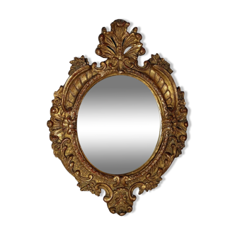 Oval mirror gilded stucco wood