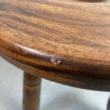 Turned wooden tripod stool