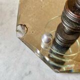 Art deco mirror glass & wood lamp base modernist design