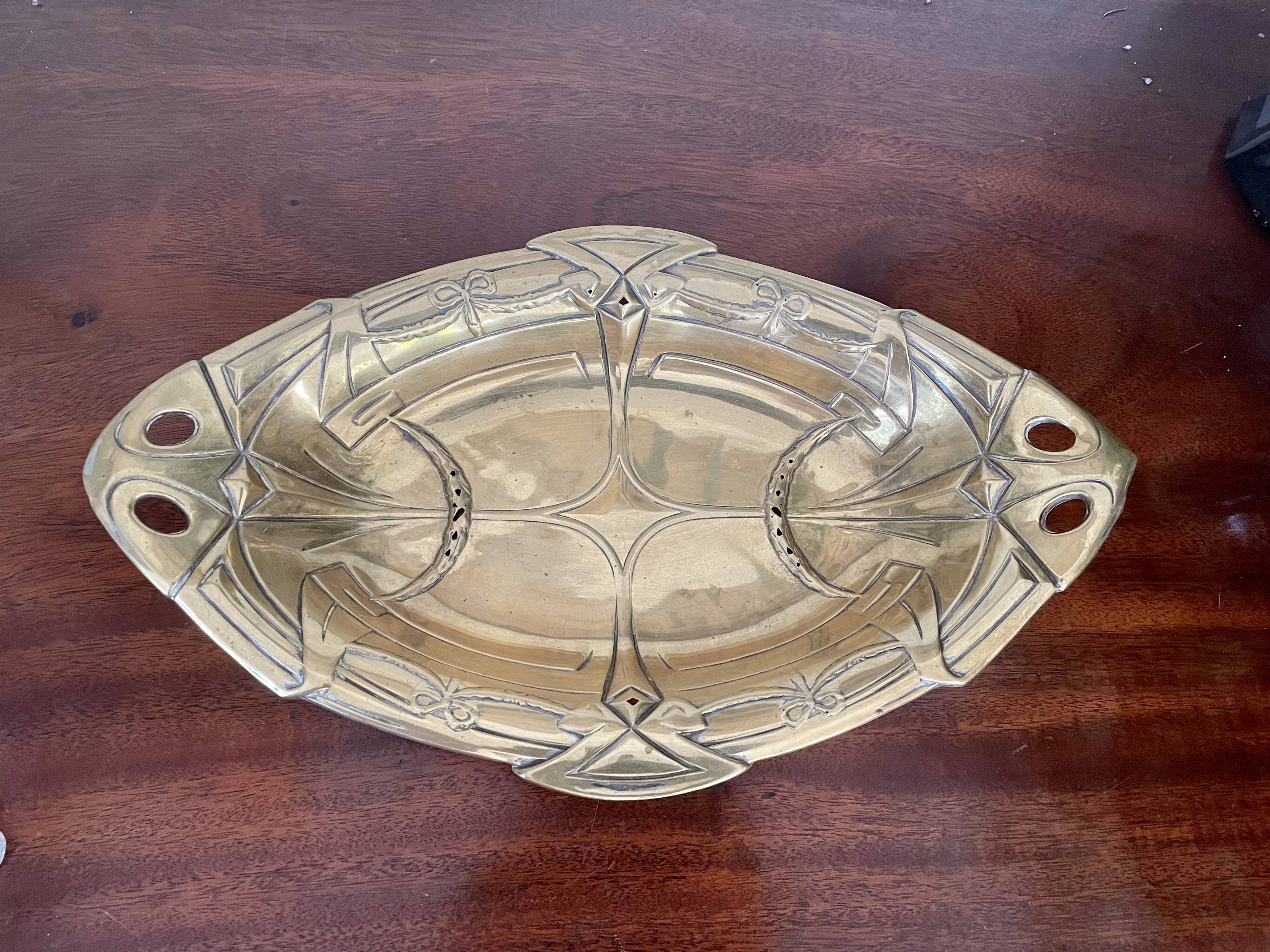 Art deco brass basket