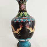 Chinese partitioned enamel vase decor dragons