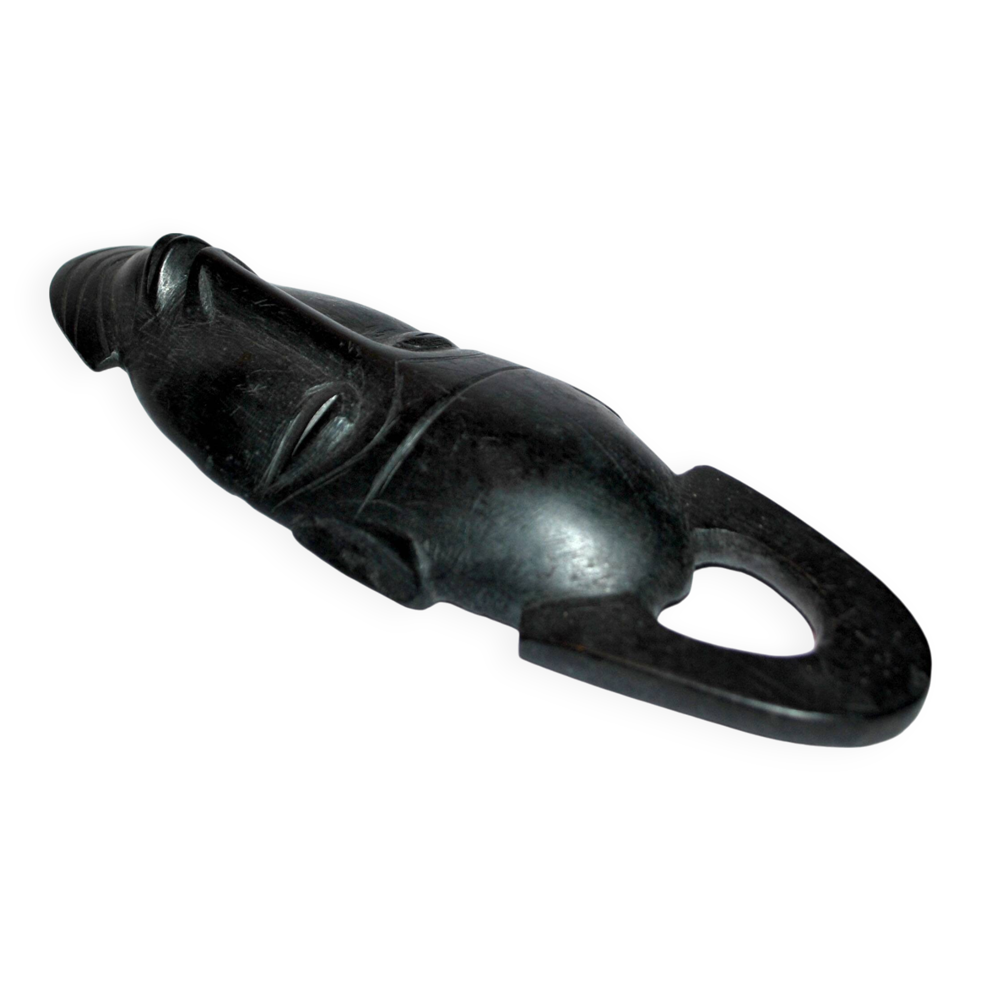 African ebony wood mask - vintage bearded head ethnic africa 22x7