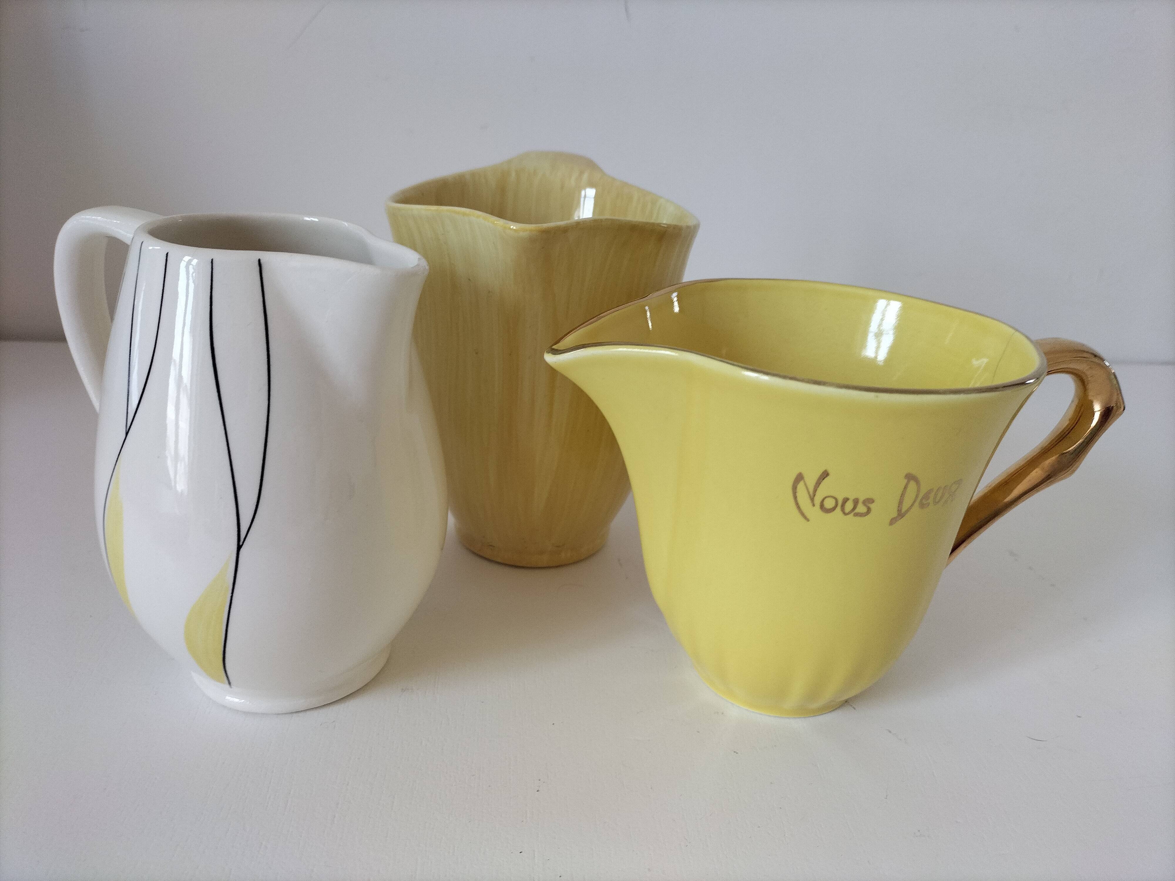 Trio de pichets Salins Clair de Lune Panama Nous Deux vintage