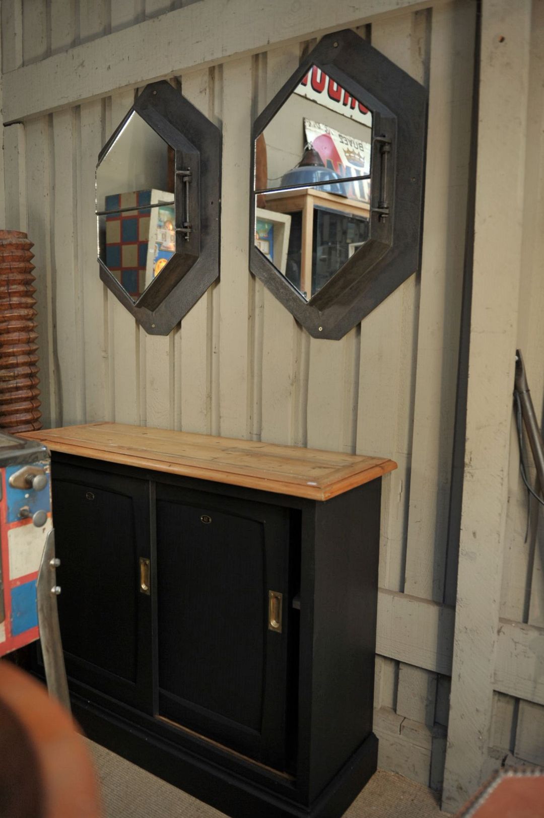 Miroirs fenêtre industriel en métal 1930 49x78cm